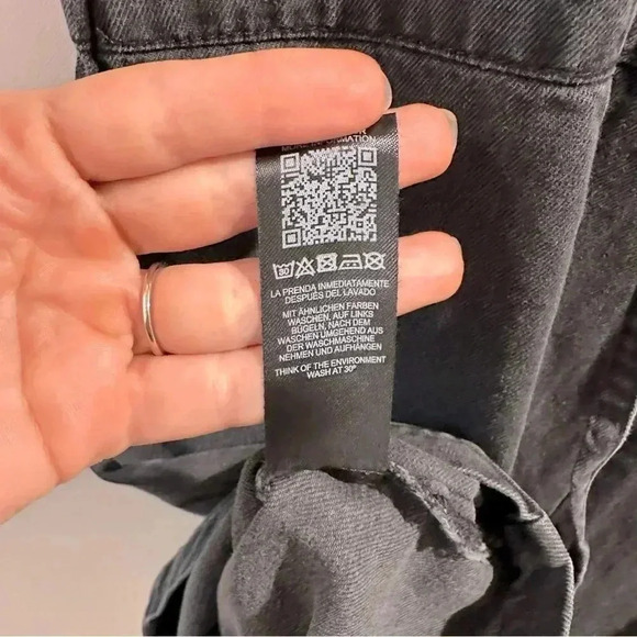 ASOS Black Soft Denim Overall Skirt Dress Cotton EUC Size 10 - Picture 7 of 15